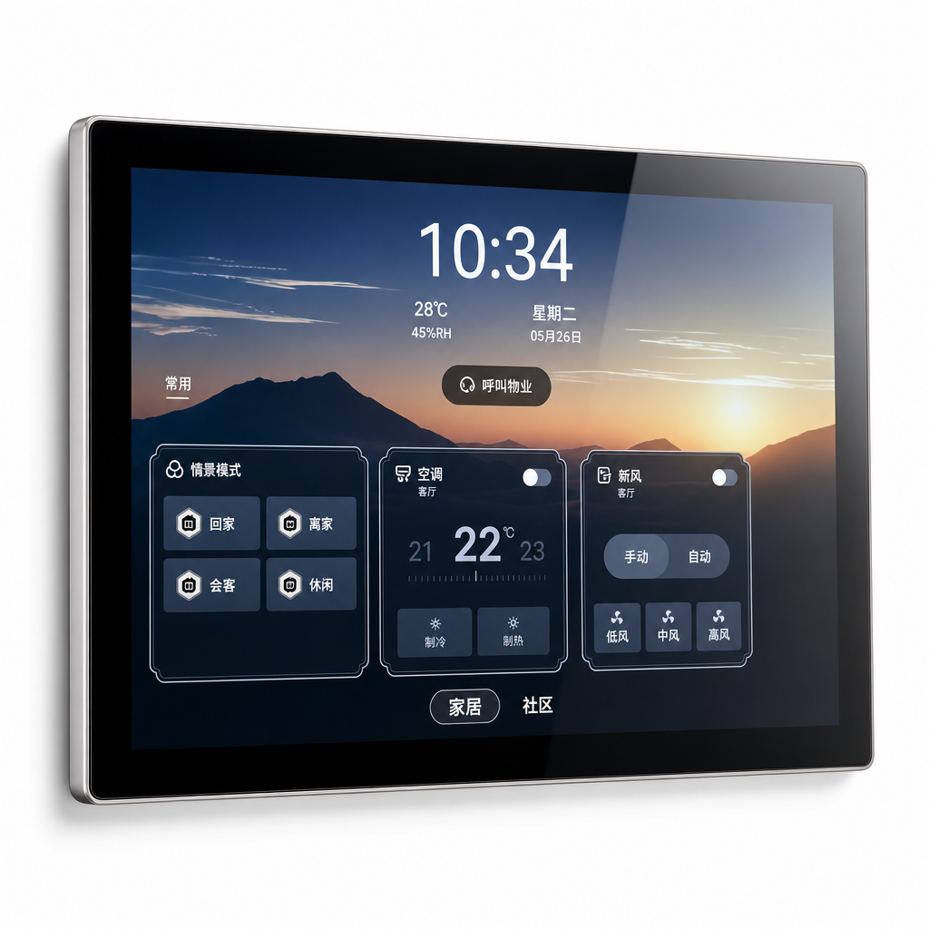 Smart Control Screen — Full Dashboard with Scene Modes & Climate Control